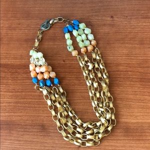 Anthropologie Gold Chain Link Necklace with Beads